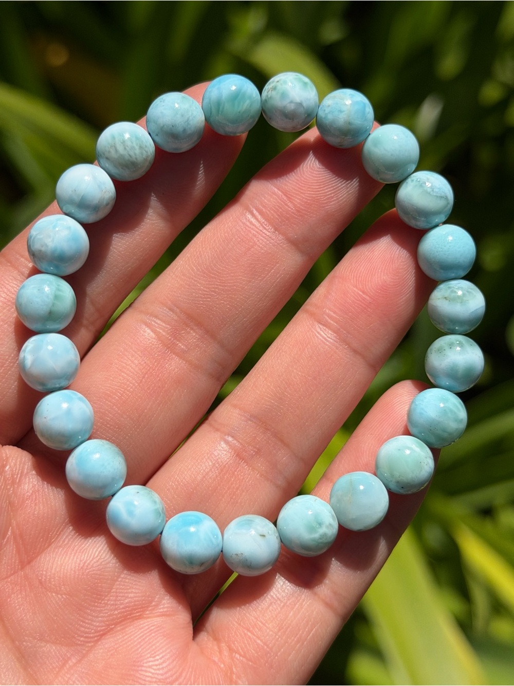 7mm Dainty Stretchable Larimar Bracelet 1986